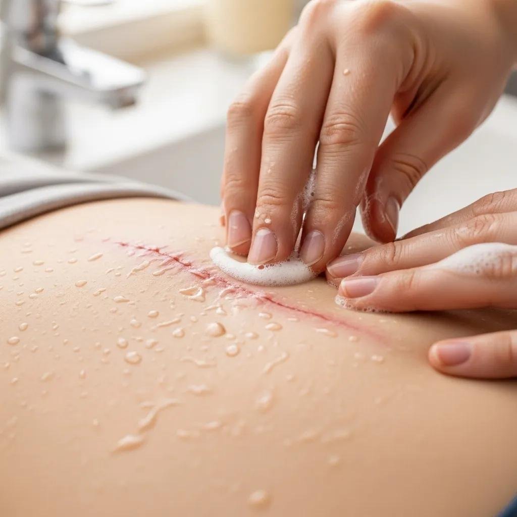 Cleaning and caring for a surgical scar to support healing