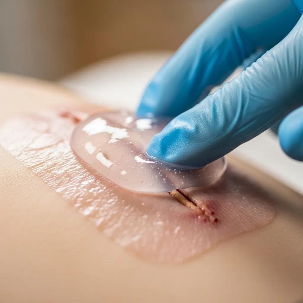 Moist wound dressing application illustrating the importance of hydration for effective wound healing and infection prevention.