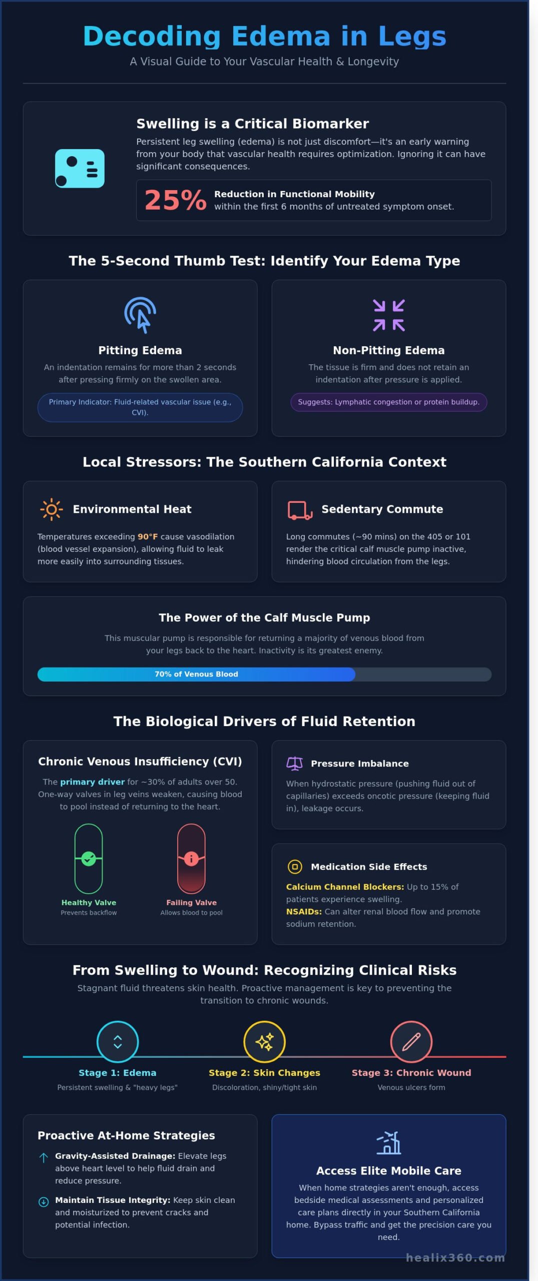 Managing Edema in Legs: A Southern California Guide to Vascular Health & Longevity - Infographic