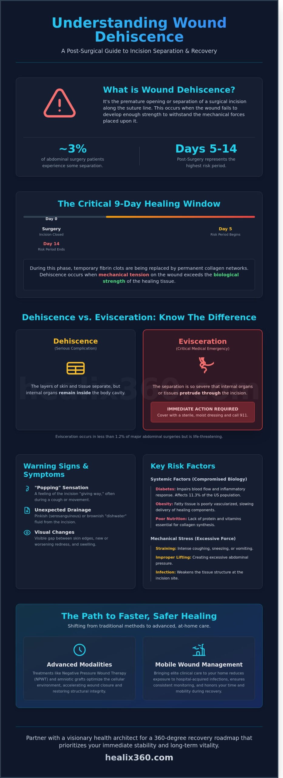 Wound Dehiscence: Advanced Management and Mobile Treatment in Southern California - Infographic