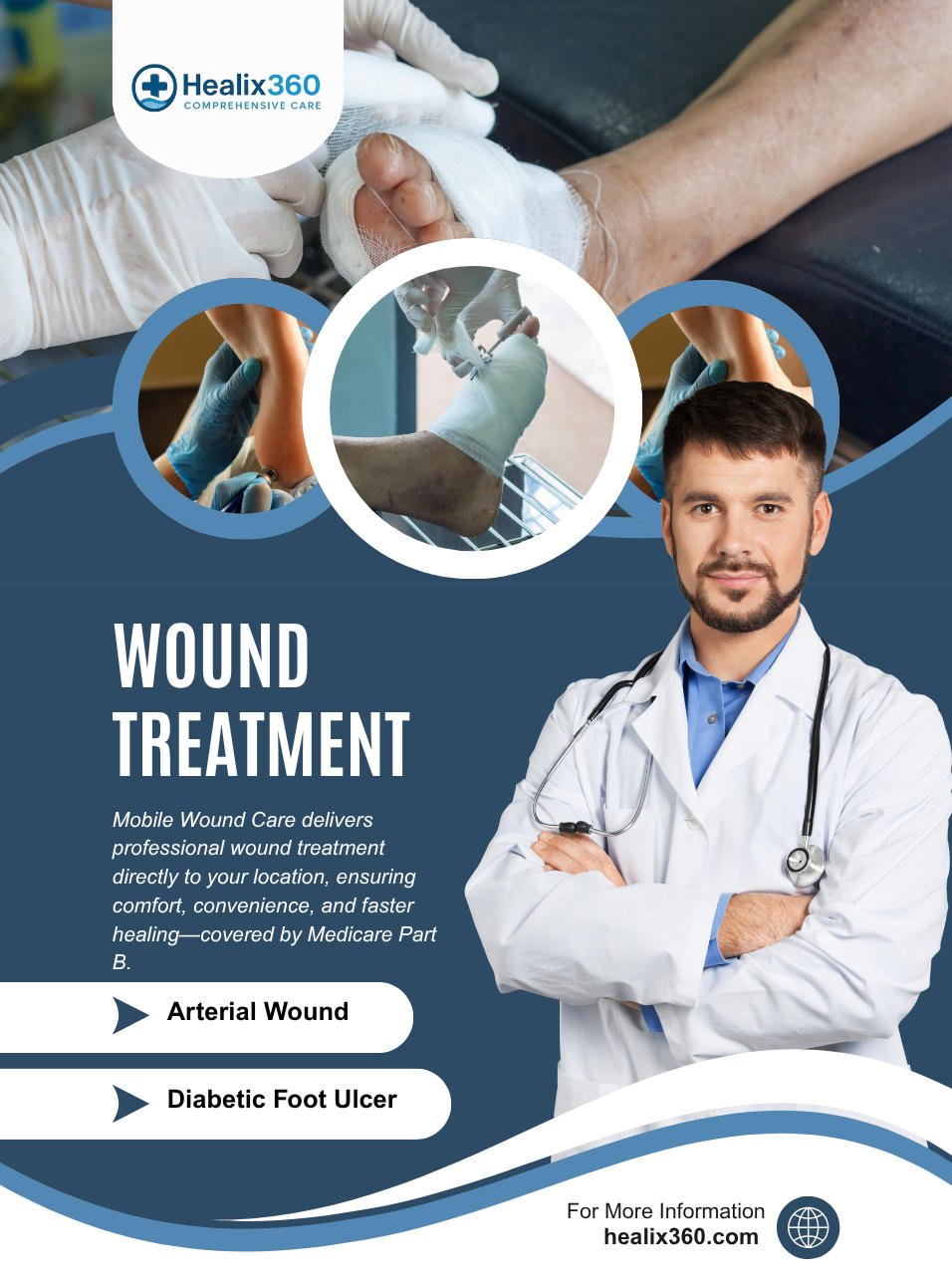 Healthcare professional preparing bioengineered tissue graft for chronic wound treatment