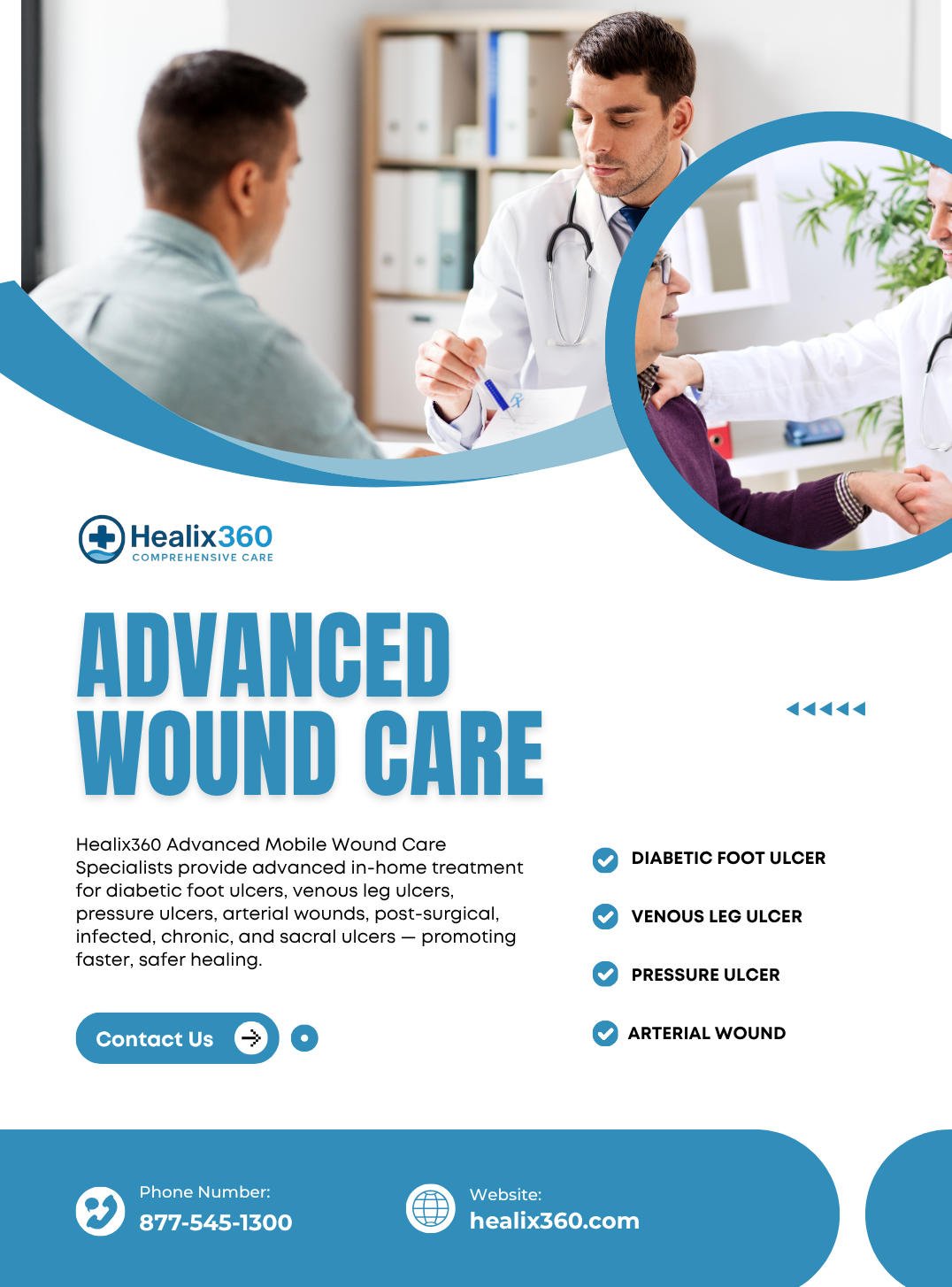 Healthcare team collaborating on best practices for chronic traumatic wound management