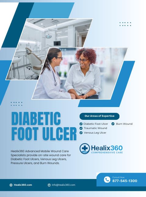 Caregiver consulting with healthcare professional about wound management